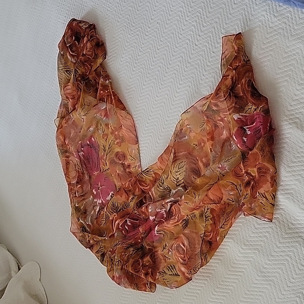 Italian Fall Floral Polyester Scarf